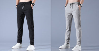 Summer Ice Silk Men's Stretch Breathable Straight Sports Trousers