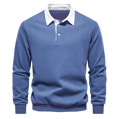 Men's Fashion Casual Versatile Long Sleeves Polo Collar Sweater