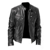 Men's Zip Cardigan PU Leather Jacket With Stand Collar