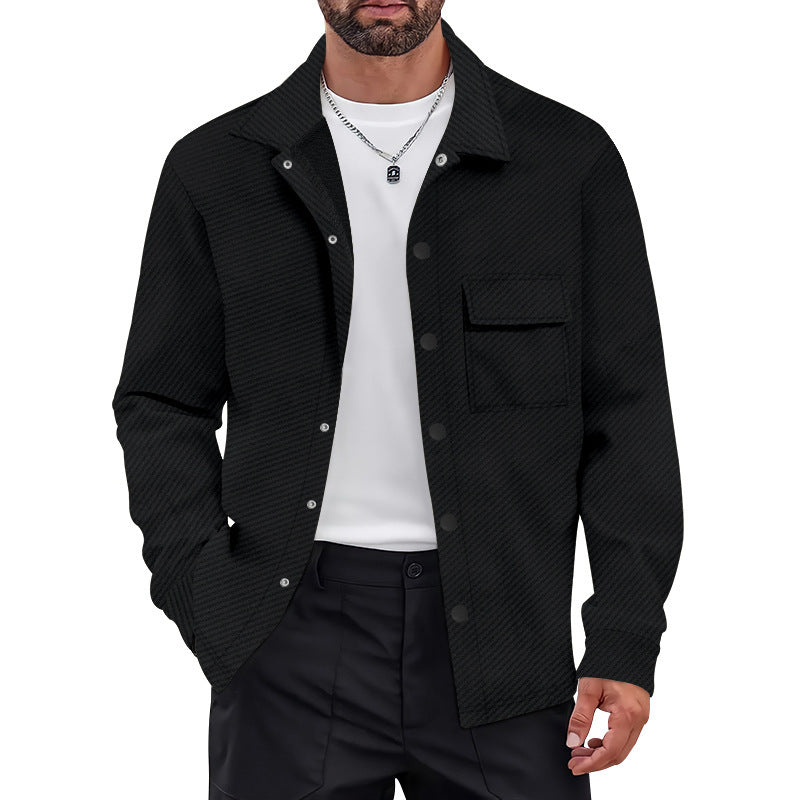 Men's Retro Casual Jacquard Knitted Lapel Shirt Jacket