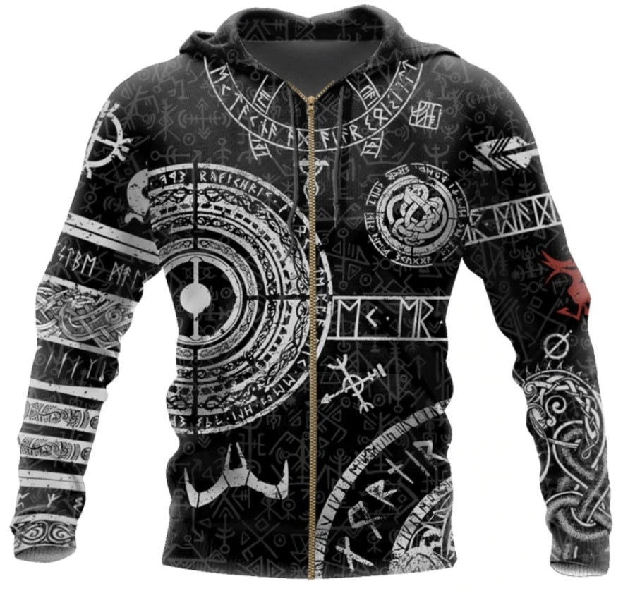 Viking Odin Tattoo D Printed Men hoodies