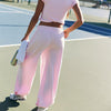 Ladies Two-piece Set Solid Color Casual Suit Short Sleeveless Top Sweatpants