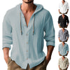 Cotton And Linen Shirt Hooded Sweater Button Long Sleeve