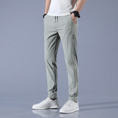 Summer Ice Silk Men's Stretch Breathable Straight Sports Trousers