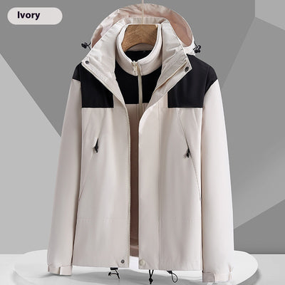 Hooded Windbreaker Unisex Fashion Colorblock Zip-up Jacket With Pockets Waterproof Outwear For Women Men Clothing