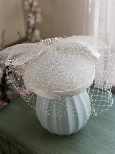 Vintage Mesh White Pearl Hat