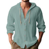 Cotton And Linen Shirt Hooded Sweater Button Long Sleeve