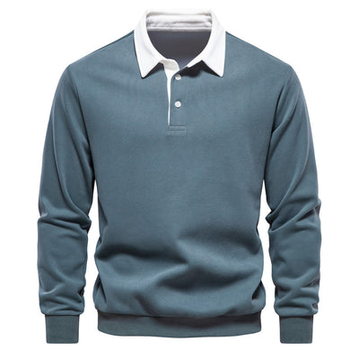 Men's Fashion Casual Versatile Long Sleeves Polo Collar Sweater